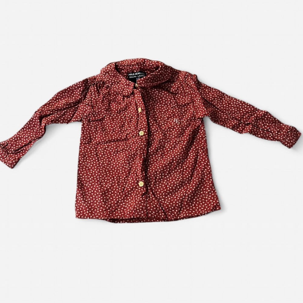 Red and white floral vintage Polo Ralph Lauren button-up shirt baby girl